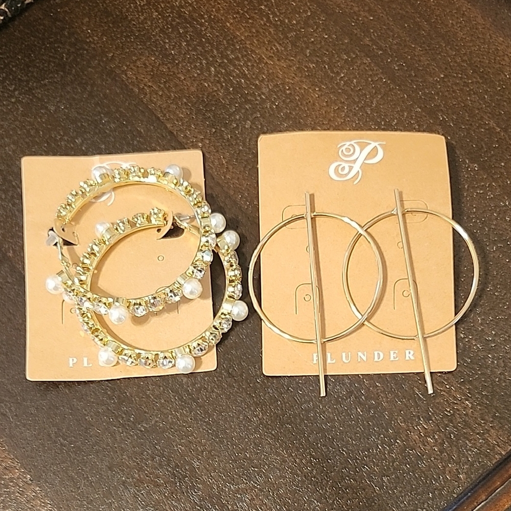 Formal Gold Hoop Earrings Set
